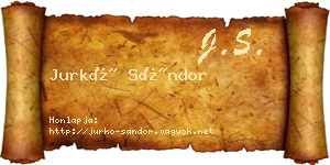 Jurkó Sándor névjegykártya