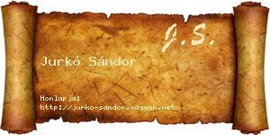 Jurkó Sándor névjegykártya